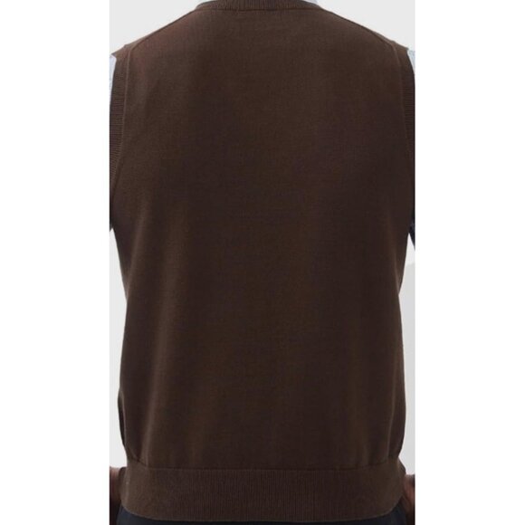 TURNBURY~ Mens Extra Fine Merino Wool V-Neck Sleeveless Sweater Vest Brown, XLT - Picture 4 of 10